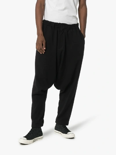 Shop Yohji Yamamoto Drop Crotch Sweatpants In Black