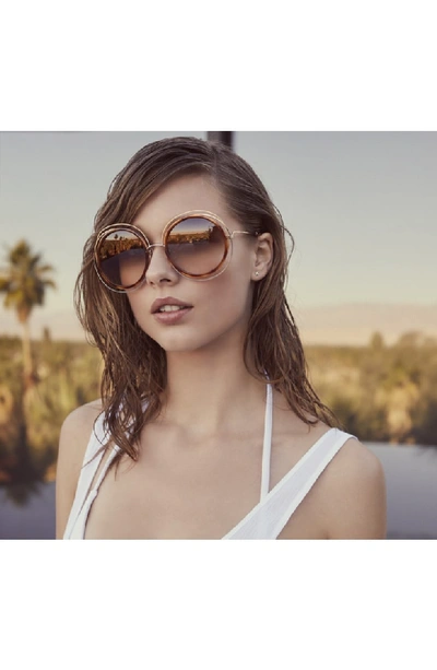 Shop Chloé 'carlina' 58mm Round Sunglasses In Gold/ Transparent Peach