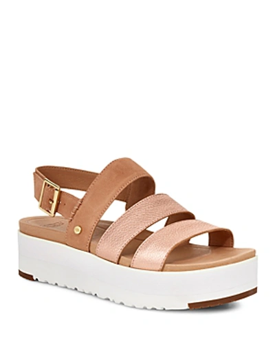 Ugg Braelynn Metallic Platform Sandal In Rose Gold Colour: Rose Gold, |  ModeSens