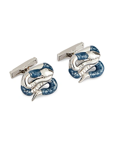 Shop Ted Baker Mester Coiled Snake Cufflinks In Silver