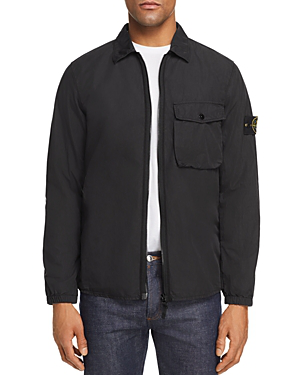 Stone Island Garment-dyed Overshirt Jacket In Black | ModeSens
