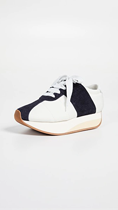 Shop Marni Platform Sneakers In Night Blue/lily White