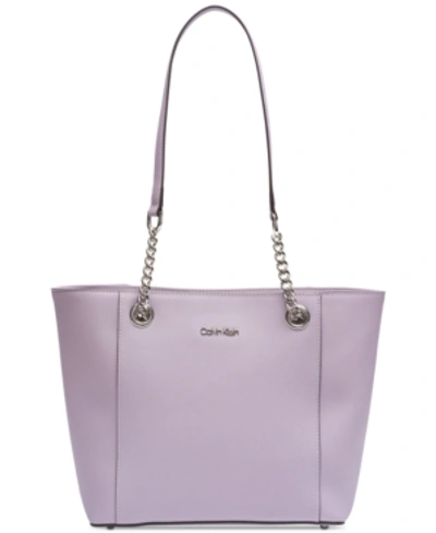 Calvin Klein Hayden Saffiano Leather Large Tote In Pale Orchid/silver |  ModeSens