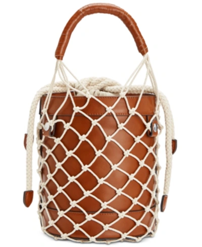 Shop Steve Madden Mermaid Bucket Bag In Cognac/silver