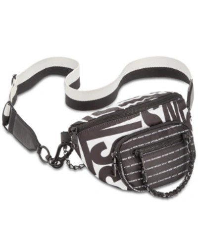Shop Steve Madden Jordan Logo Belt Bag In Black/white/black