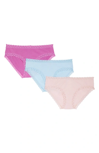 Shop Natori Bliss 3-pack Cotton Briefs In Radiant Orchid/ Sherbert/ Sky