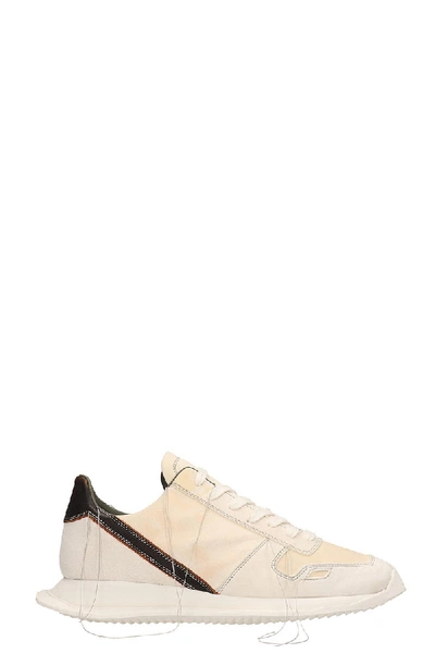 Shop Rick Owens White Leather And Suede Vintage Runner Sneakers