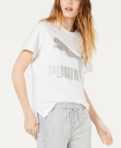 Shop Puma Classics Cotton Logo T-shirt In White