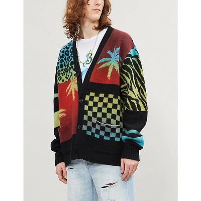 Shop Amiri Ombre Patchwork Cashmere And Wool-blend Cardigan In Multi-color