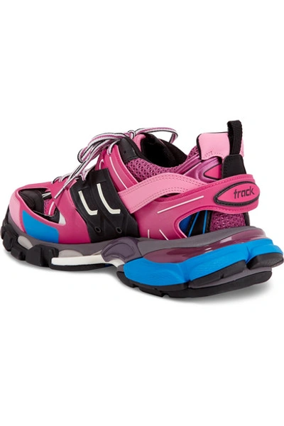 Shop Balenciaga Track Logo-detailed Mesh And Rubber Sneakers In Pink