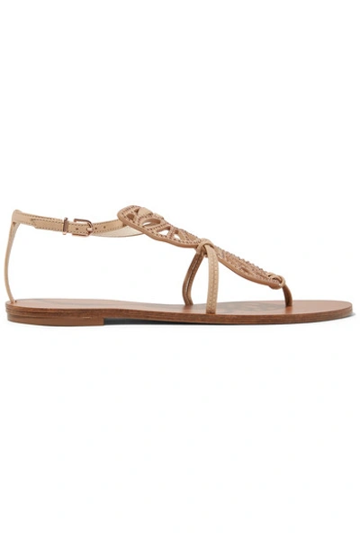 Shop Sophia Webster Butterfly Studded Leather Sandals In Neutral