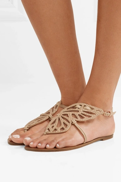 Shop Sophia Webster Butterfly Studded Leather Sandals In Neutral
