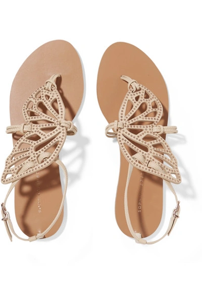 Shop Sophia Webster Butterfly Studded Leather Sandals In Neutral