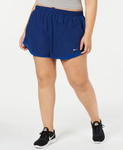 Shop Nike Plus Size Tempo Dri-fit Track Shorts In Blue Void/ Wolf Grey