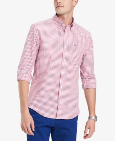 Shop Tommy Hilfiger Men's Custom Fit Taylor Check Shirt, Created For Macy's In Rouge Red