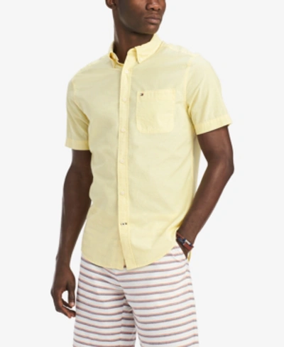 Shop Tommy Hilfiger Men's Custom Fit Max Solid Shirt, Created For Macy's In Lemon Zest
