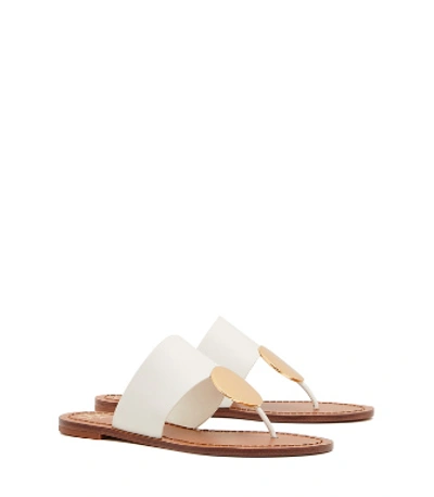 Shop Tory Burch Patos Disk Sandals In Perfect Ivory / Gold