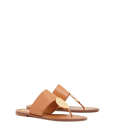 Shop Tory Burch Patos Disk Sandals In Tan / Gold