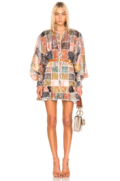 Shop Zimmermann Ninety Six Patch Mini Dress In Patchwork Paisley