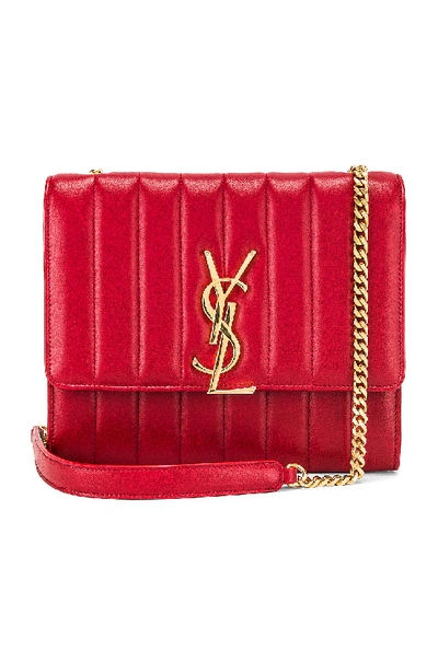Shop Saint Laurent Vicky Chain Wallet Bag In Red In Rouge Eros
