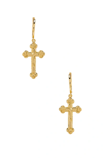 Shop The M Jewelers Ny Siena Cross Earrings In Gold