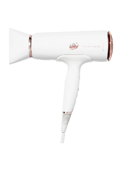 Shop T3 Cura Luxe Professional Ionic Hair Dryer In White & Rose Gold
