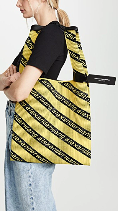 Shop Alexander Wang Knit Jacquard Shopper Tote In Yellow