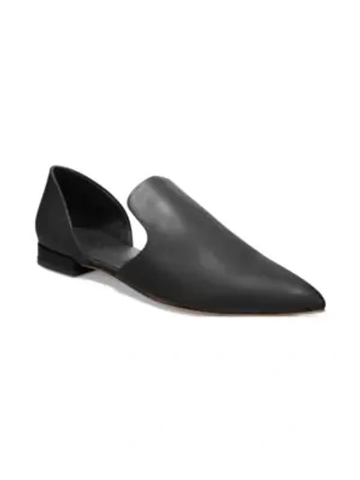 Shop Vince Damris Leather Flat Mules In Black