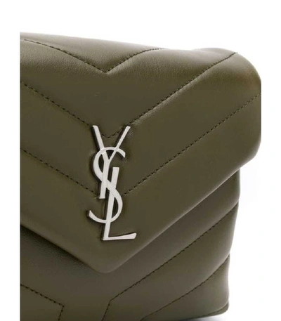 Shop Saint Laurent Toy Quilted Lou Lou Shoulder Bag In Green