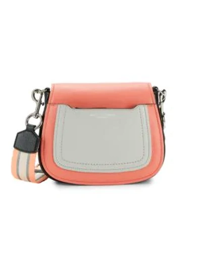 Shop Marc Jacobs Mini Leather Messenger Bag In Flamingo