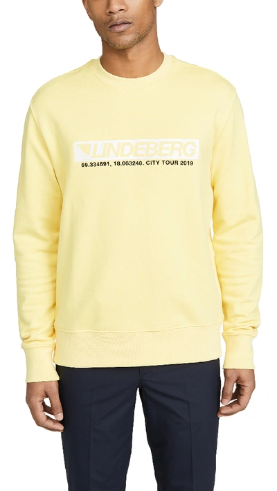 Shop J. Lindeberg Hurl C Neck Ring Loop Sweatshirt In Butter Yellow