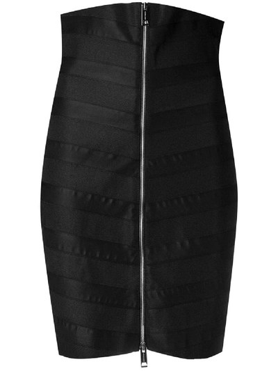 Shop Burberry Stretch Zip-front Bandage Skirt - Black