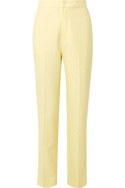 Shop Tibi Sebastian Twill Straight-leg Pants In Pastel Yellow