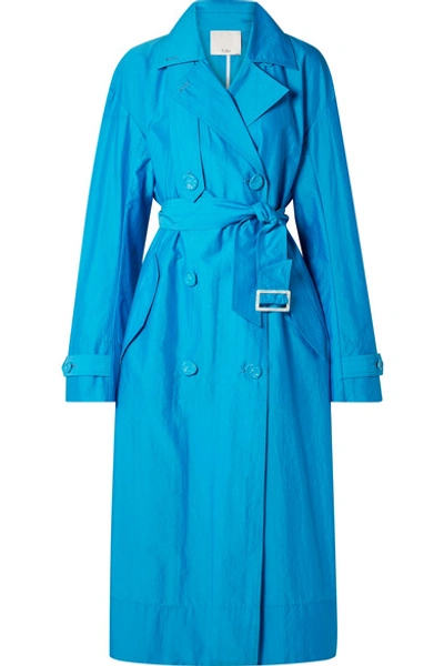 Shop Tibi Oversized Double-breasted Shell Trench Coat In Blue