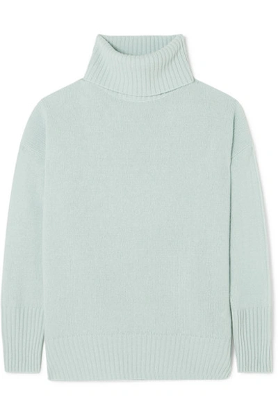 Shop Allude Cashmere Turtleneck Sweater In Green