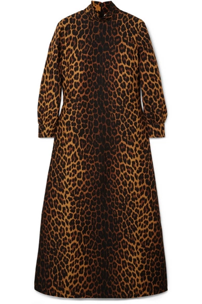 Shop Gucci Leopard-print Wool-blend Maxi Dress In Leopard Print