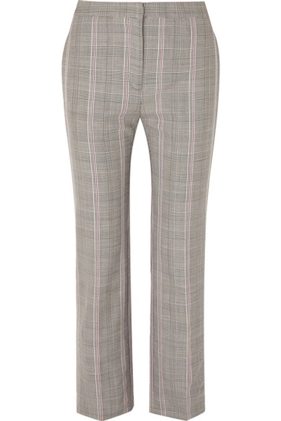 Shop Alexander Mcqueen Cropped Prince Of Wales Checked Woven Straight-leg Pants In Gray