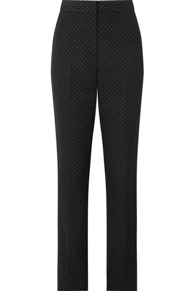 Shop Erdem Emanuelle Polka-dot Cotton-blend Jacquard Straight-leg Pants In Black