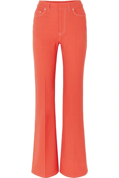 Shop Adeam Twill Flared Pants In Orange