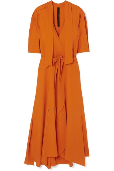 Shop Petar Petrov Deville Belted Silk-crepe Maxi Dress In Orange