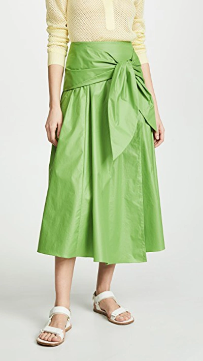 Shop Tibi Wrap Skirt In Grass
