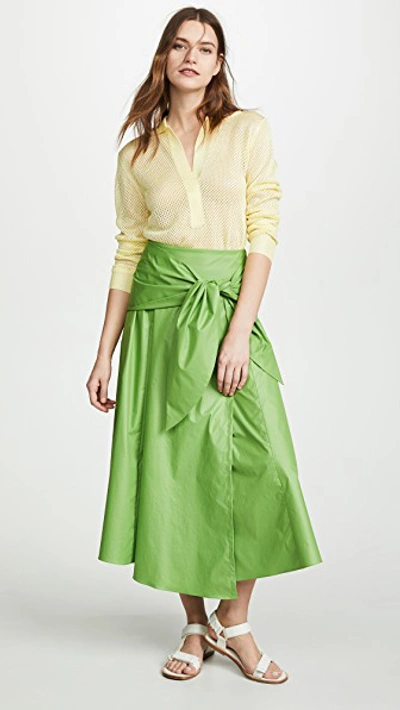 Shop Tibi Wrap Skirt In Grass