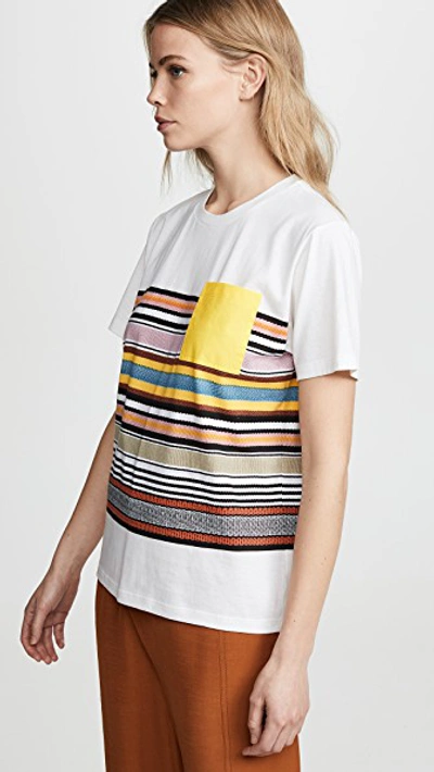 Shop Tory Burch Patch Pocket Striped T-shirt In Webbing Stripe