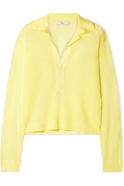 Shop Tibi Open-knit Sweater In Yellow