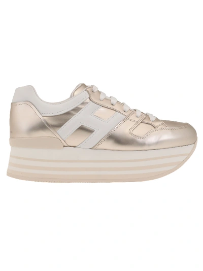 Shop Hogan Maxi H222 Sneaker In B202(platino)+b001(bianco)