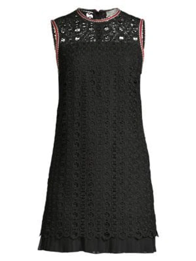 Shop Sandro Franck Guipure Lace Sleeveless Mini Dress In Black