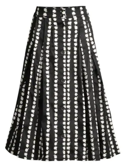 Shop Maje Daisy A-line Midi Skirt In Printed