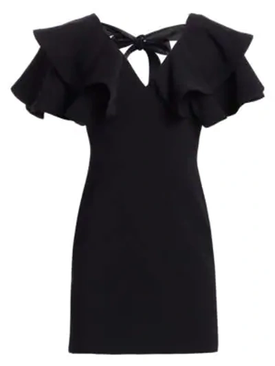 Shop Cinq À Sept Ambrose Ruffled Shoulder Sheath Dress In Black