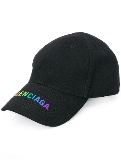 Shop Balenciaga Rainbow  Cap - Black