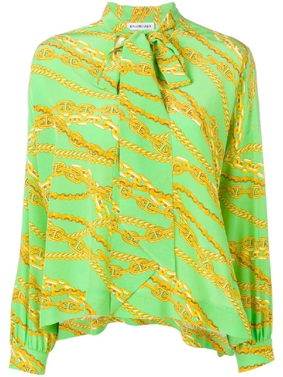 Shop Balenciaga Chain Print Blouse In Green